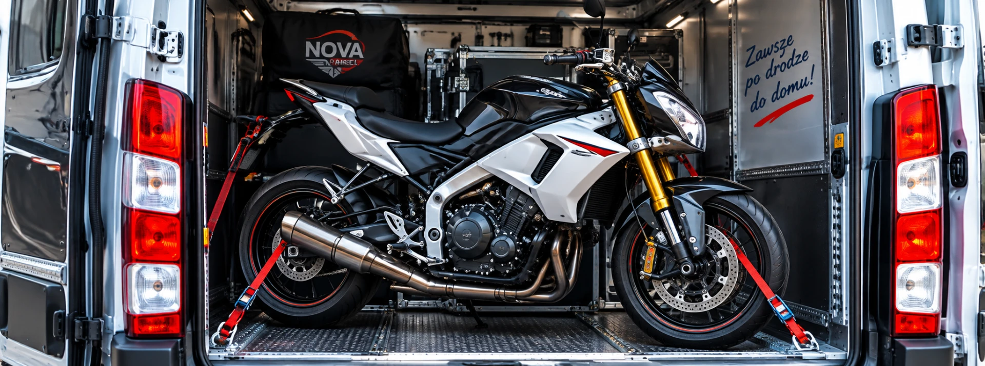 Transport motocykla w busie Nova Parcel